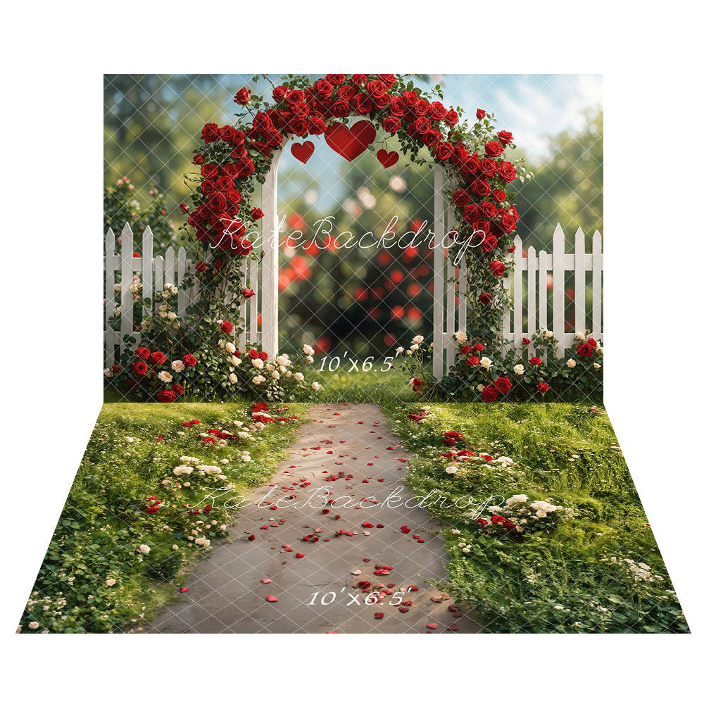Offres Éclair #1 Kate Rose Arche Romantique Jardin Bokeh Toile de fond+Roses Jardin Chemin Sol Toile de fond - Kate Backdrop FR