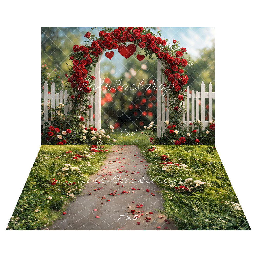 Offres Éclair #1 Kate Rose Arche Romantique Jardin Bokeh Toile de fond+Roses Jardin Chemin Sol Toile de fond - Kate Backdrop FR