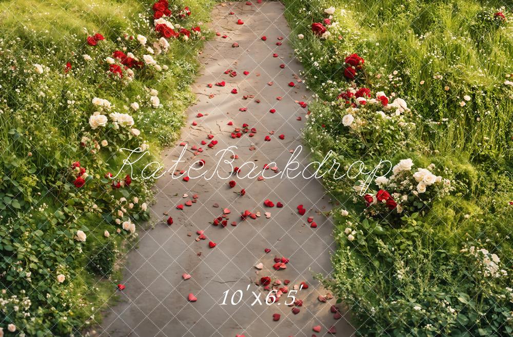 Kate Romantique Roses Jardin Chemin Sol Toile de fond conçue par Emetselch - Kate Backdrop FR