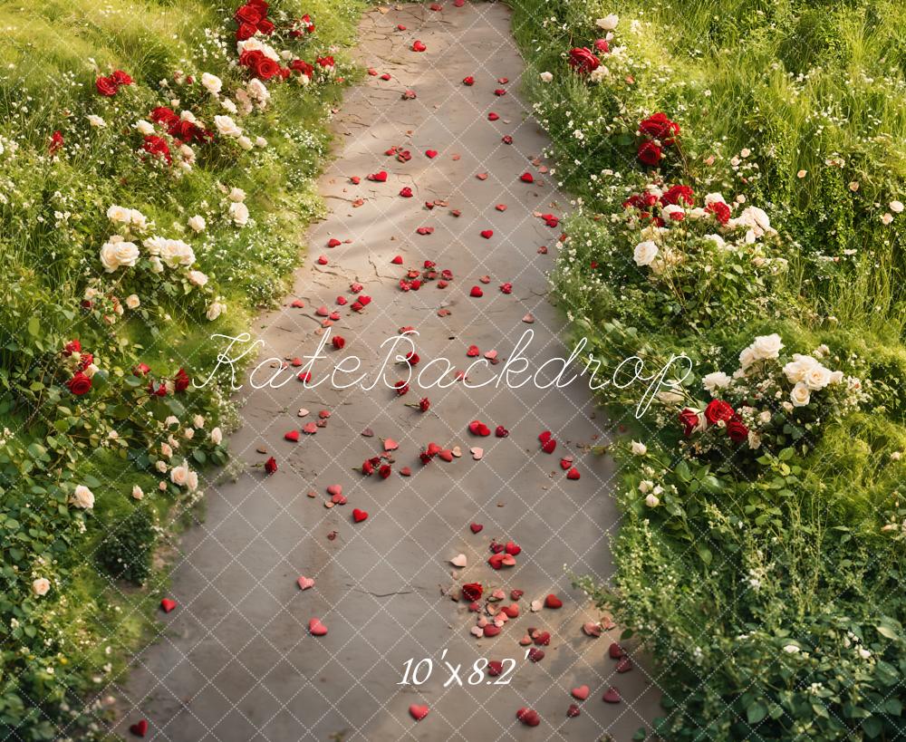Kate Romantique Roses Jardin Chemin Sol Toile de fond conçue par Emetselch - Kate Backdrop FR