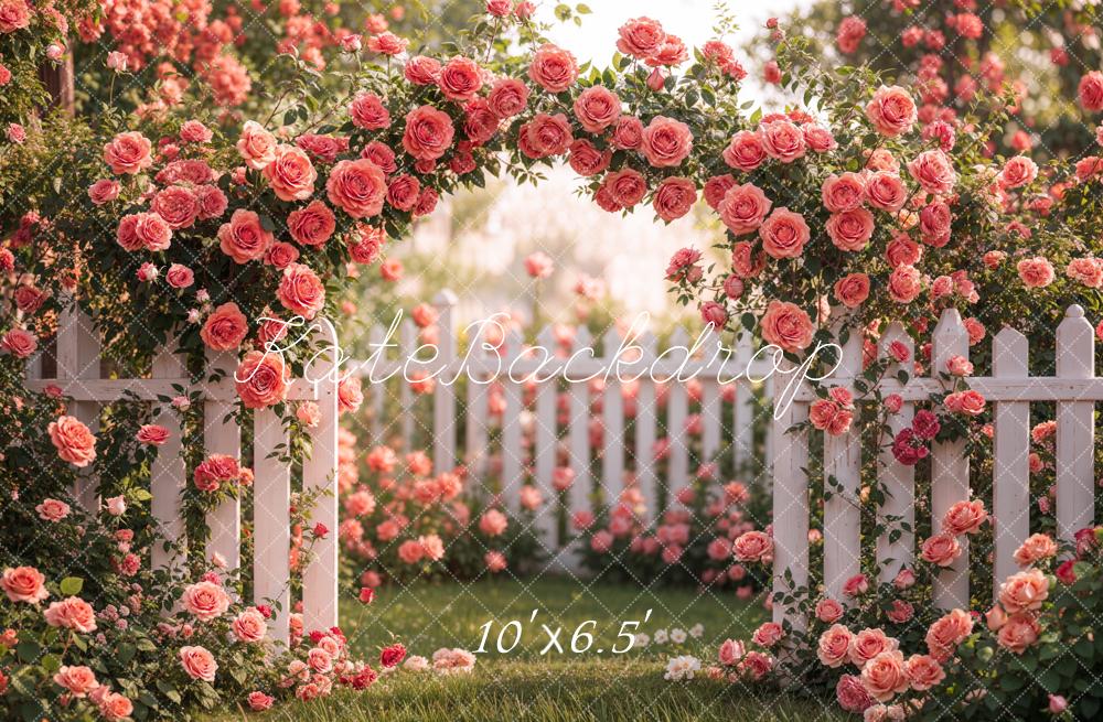 Kate Printemps Arche fleurie Rosier Rose Jardin Toile de fond conçue par Emetselch - Kate Backdrop FR