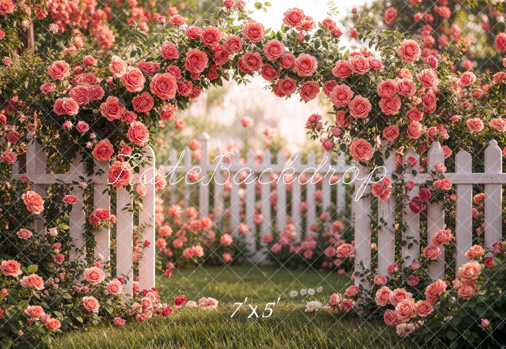 Kate Printemps Arche fleurie Rosier Rose Jardin Toile de fond conçue par Emetselch - Kate Backdrop FR