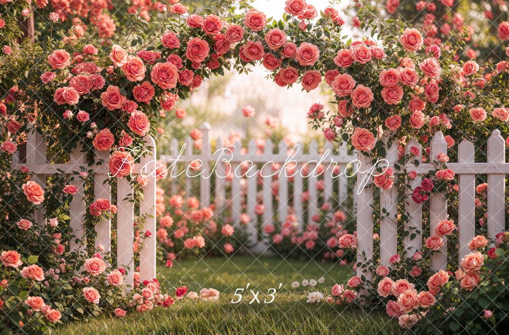 Kate Printemps Arche fleurie Rosier Rose Jardin Toile de fond conçue par Emetselch - Kate Backdrop FR