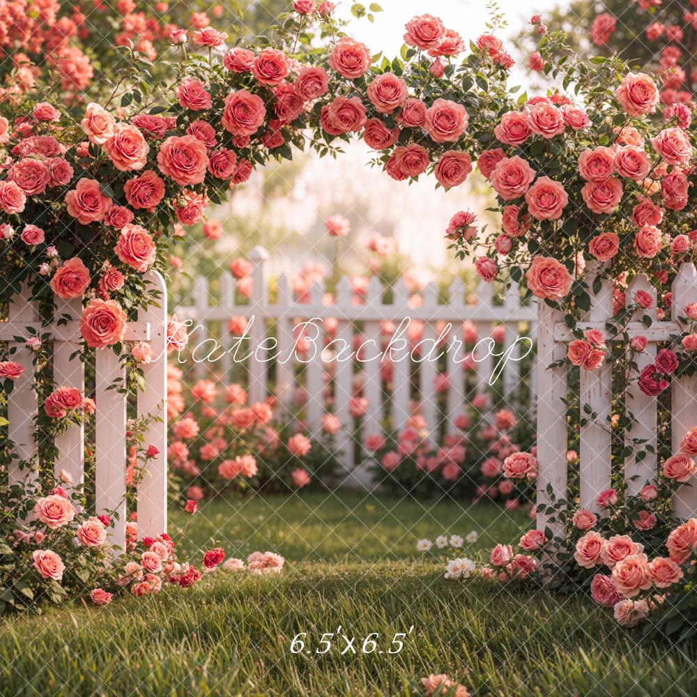 Kate Printemps Arche fleurie Rosier Rose Jardin Toile de fond conçue par Emetselch - Kate Backdrop FR