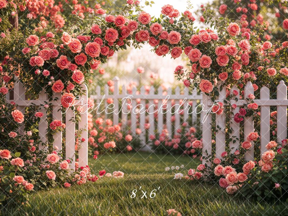 Kate Printemps Arche fleurie Rosier Rose Jardin Toile de fond conçue par Emetselch - Kate Backdrop FR