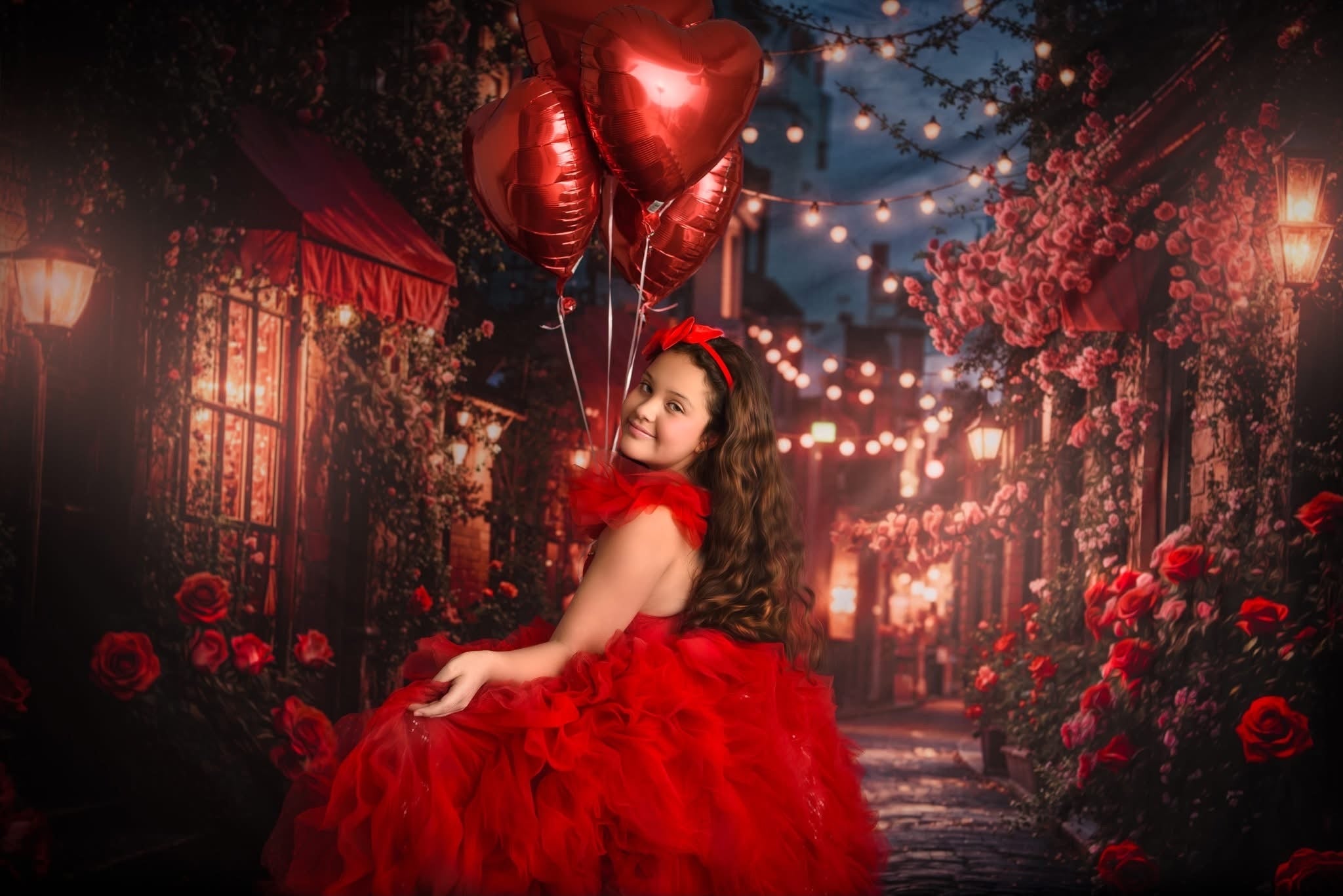 Kate Saint Valentin Romantique Rue Boutique Fleurs Toile de fond conçue par Emetselch - Kate Backdrop FR