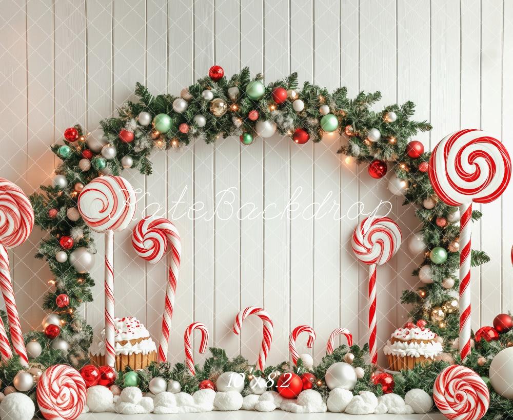 Kate Canne à sucre Noël Pays des merveilles Toile de fond conçue par Patty Robert - Kate Backdrop FR