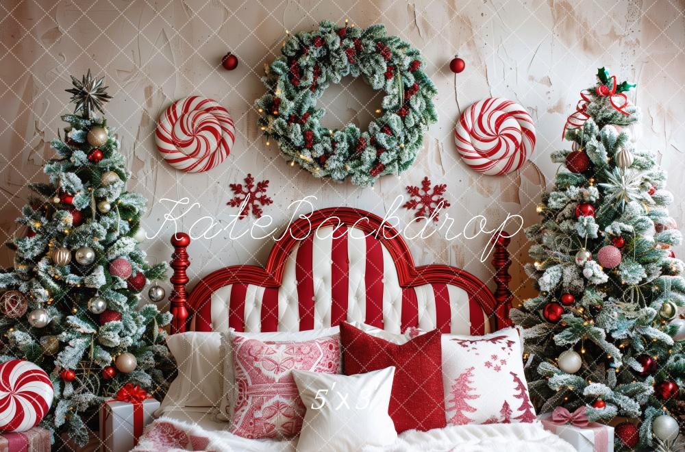 Kate Bonbons Sapin de Noël Tête de lit Toile de fond conçue par Patty Robert - Kate Backdrop FR