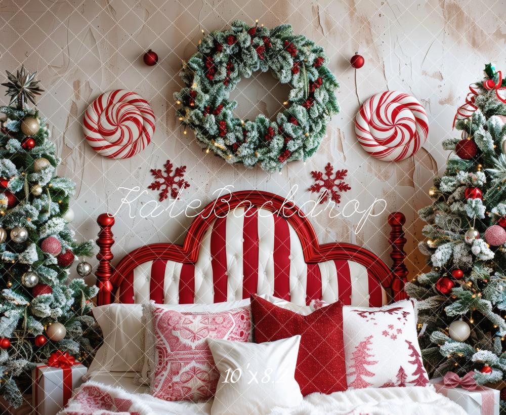 Kate Bonbons Sapin de Noël Tête de lit Toile de fond conçue par Patty Robert - Kate Backdrop FR