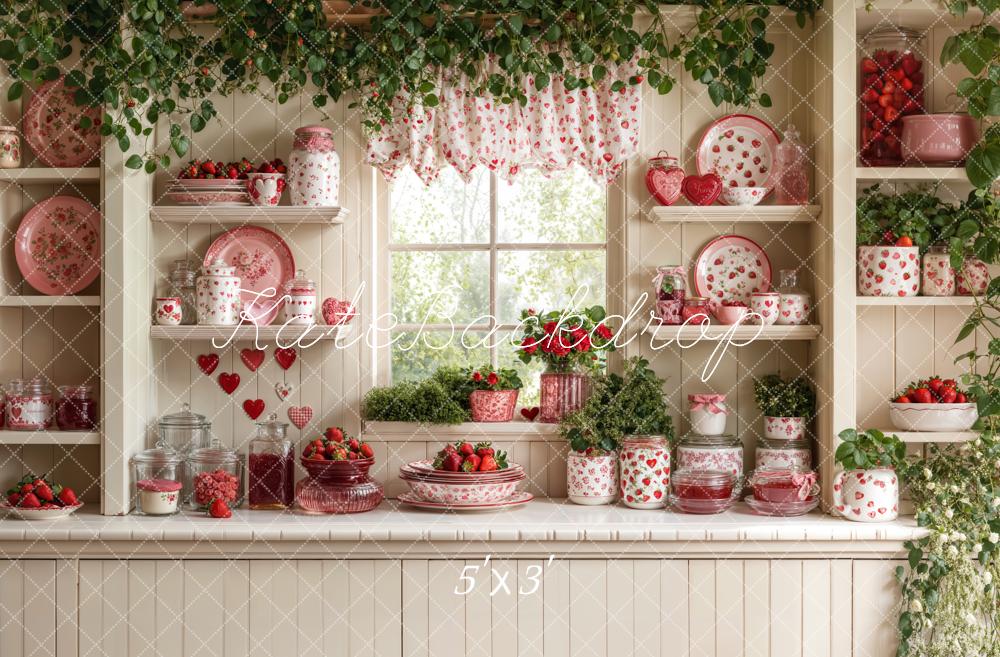 Kate Printemps Fraise Cuisine Armoire Toile de fond conçue par Emetselch - Kate Backdrop FR