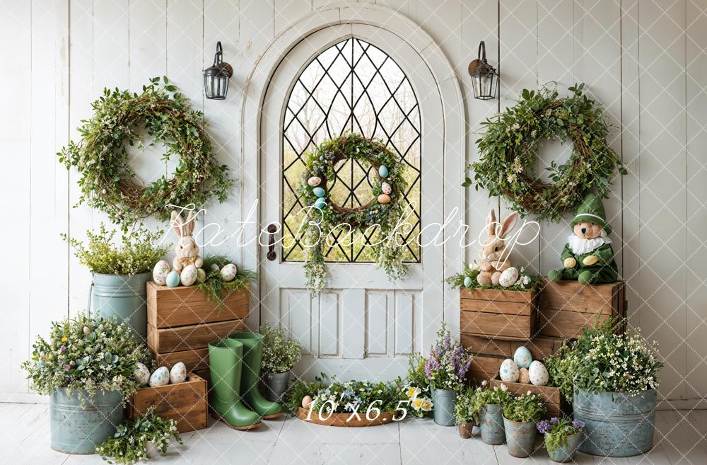 Kate Pâques Lapin Printemps Porte Rustique Toile de fond conçue par Emetselch - Kate Backdrop FR
