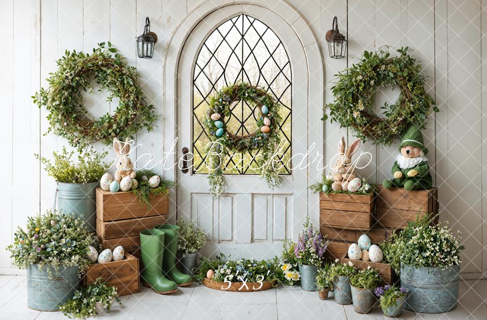 Kate Pâques Lapin Printemps Porte Rustique Toile de fond conçue par Emetselch - Kate Backdrop FR