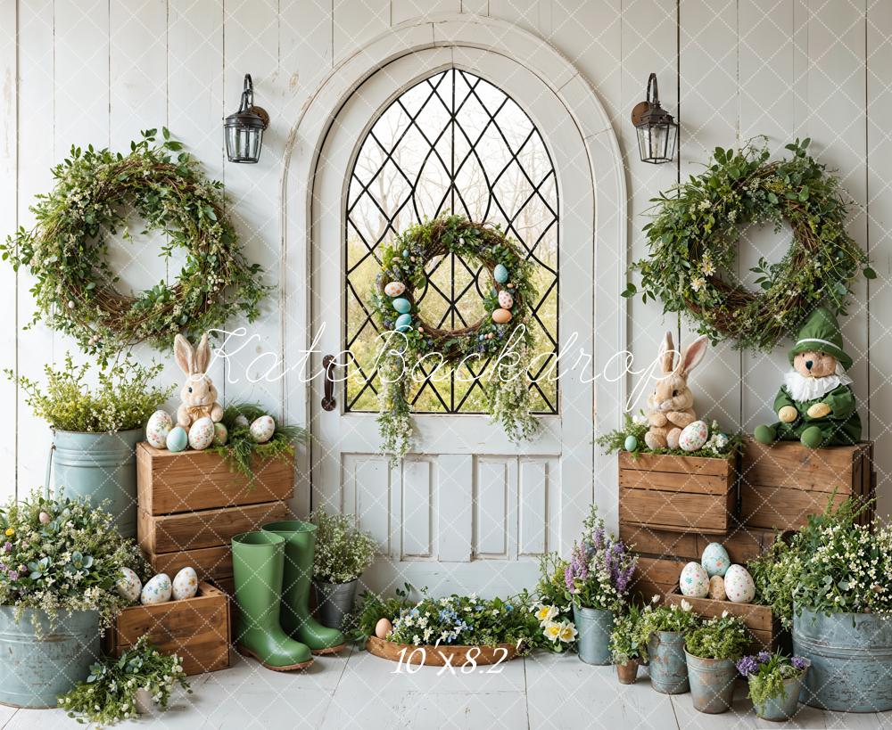 Kate Pâques Lapin Printemps Porte Rustique Toile de fond conçue par Emetselch - Kate Backdrop FR
