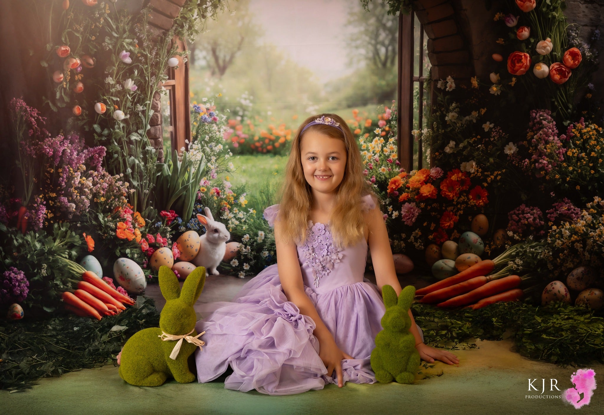 Kate Pâques Jardin Lapin Fleur Arche Toile de fond conçue par Emetselch - Kate Backdrop FR