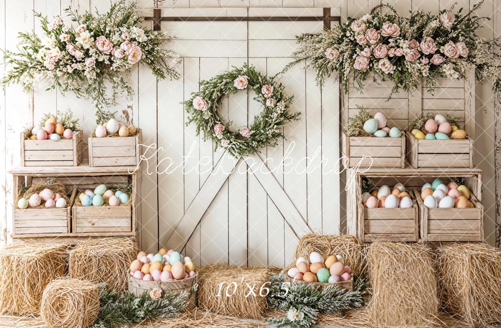 Kate Pâques Floral Œufs Ferme Porte Toile de fond conçue par Emetselch