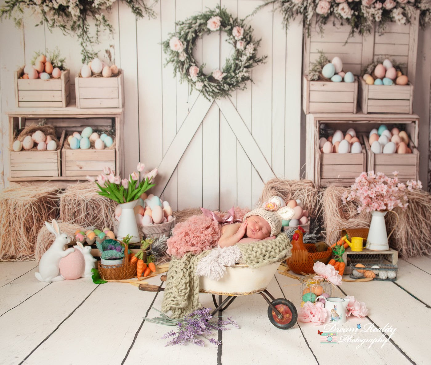 Kate Pâques Floral Œufs Ferme Porte Toile de fond conçue par Emetselch - Kate Backdrop FR