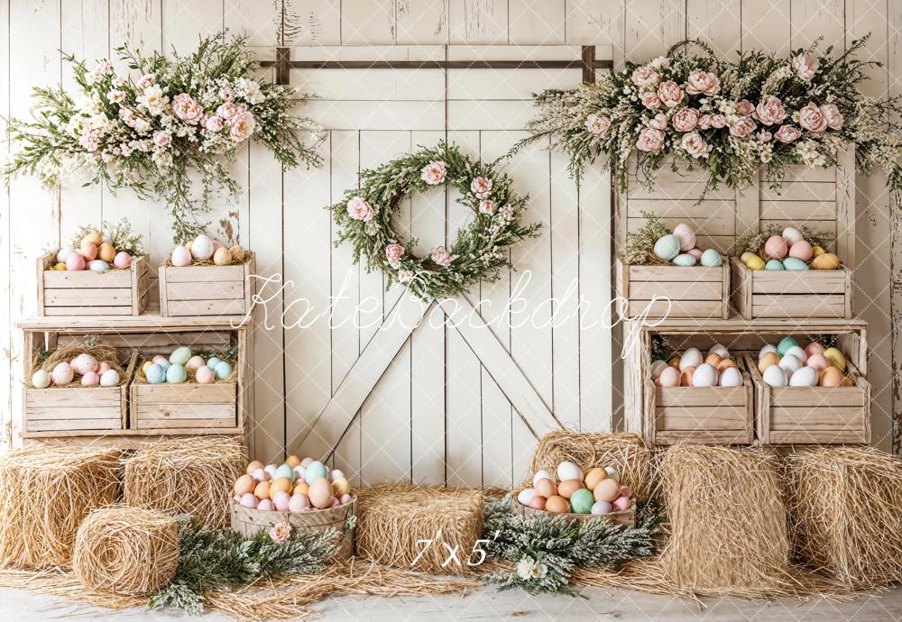 Kate Pâques Floral Œufs Ferme Porte Toile de fond conçue par Emetselch