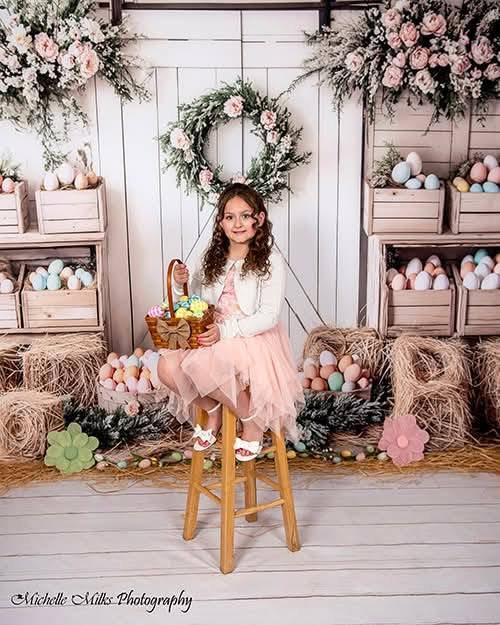 Kate Pâques Floral Œufs Ferme Porte Toile de fond conçue par Emetselch - Kate Backdrop FR
