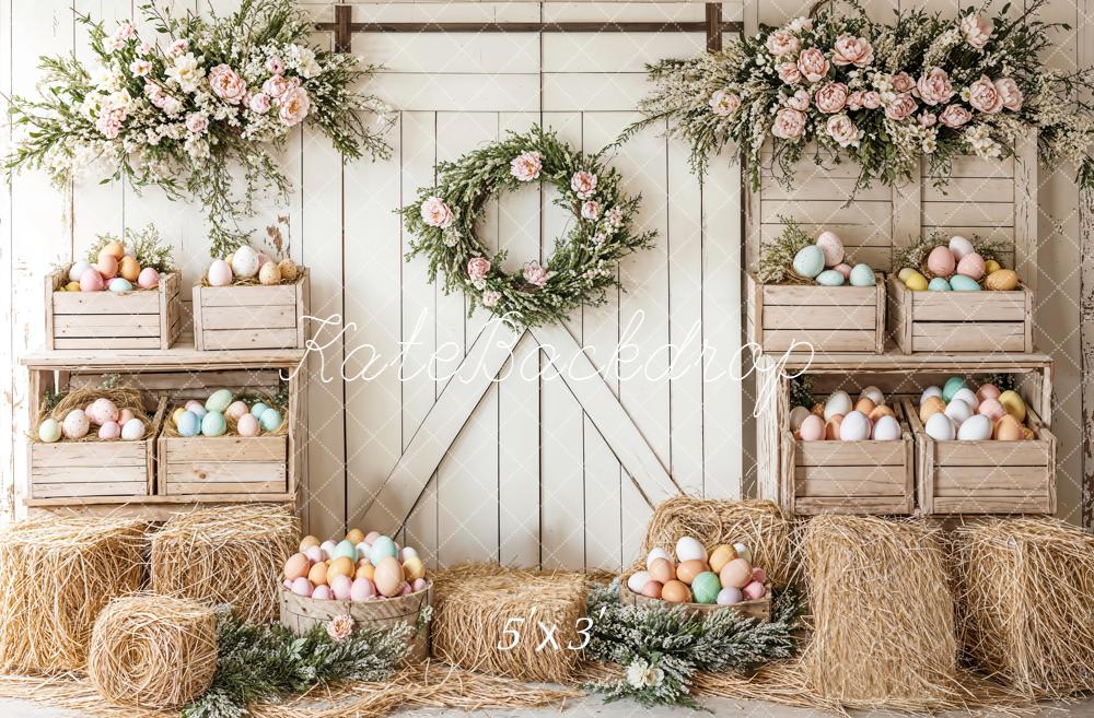 Kate Pâques Floral Œufs Ferme Porte Toile de fond conçue par Emetselch