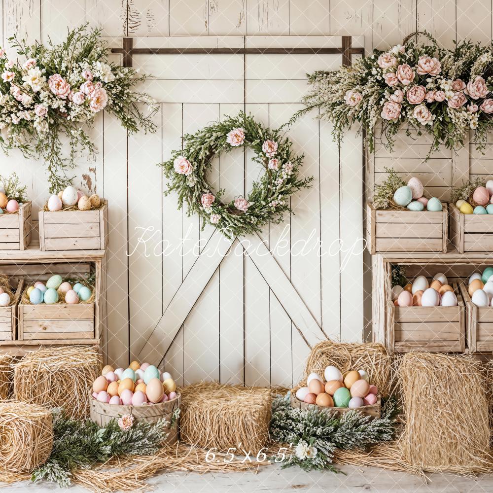 Kate Pâques Floral Œufs Ferme Porte Toile de fond conçue par Emetselch
