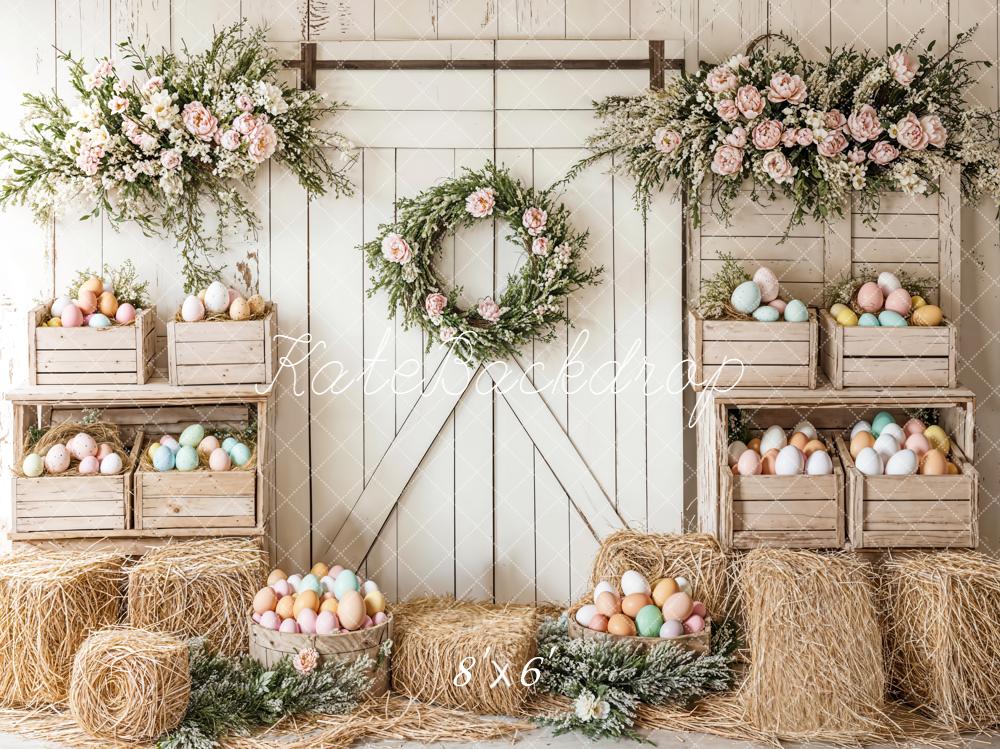 Kate Pâques Floral Œufs Ferme Porte Toile de fond conçue par Emetselch