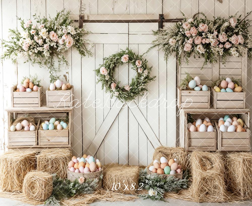 Kate Pâques Floral Œufs Ferme Porte Toile de fond conçue par Emetselch - Kate Backdrop FR
