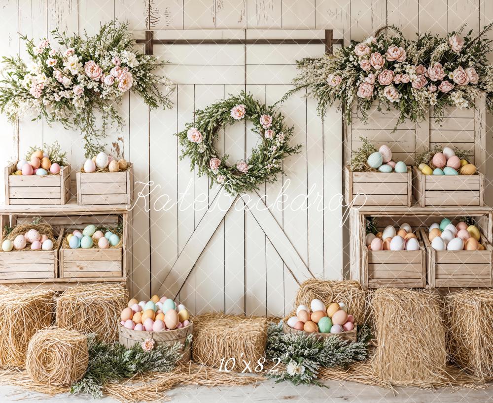 Kate Pâques Floral Œufs Ferme Porte Toile de fond conçue par Emetselch