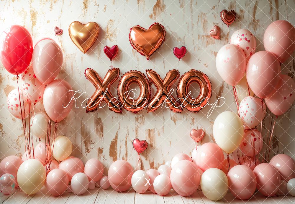 Kate Saint Valentin Ballons XOXO Cœur Toile de fond conçue par Emetselch - Kate Backdrop FR
