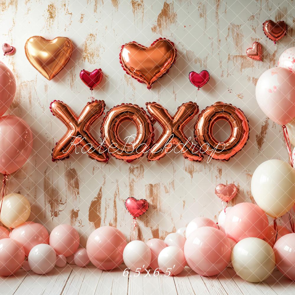 Kate Saint Valentin Ballons XOXO Cœur Toile de fond conçue par Emetselch - Kate Backdrop FR