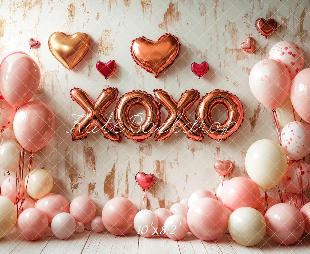 Kate Saint Valentin Ballons XOXO Cœur Toile de fond conçue par Emetselch - Kate Backdrop FR