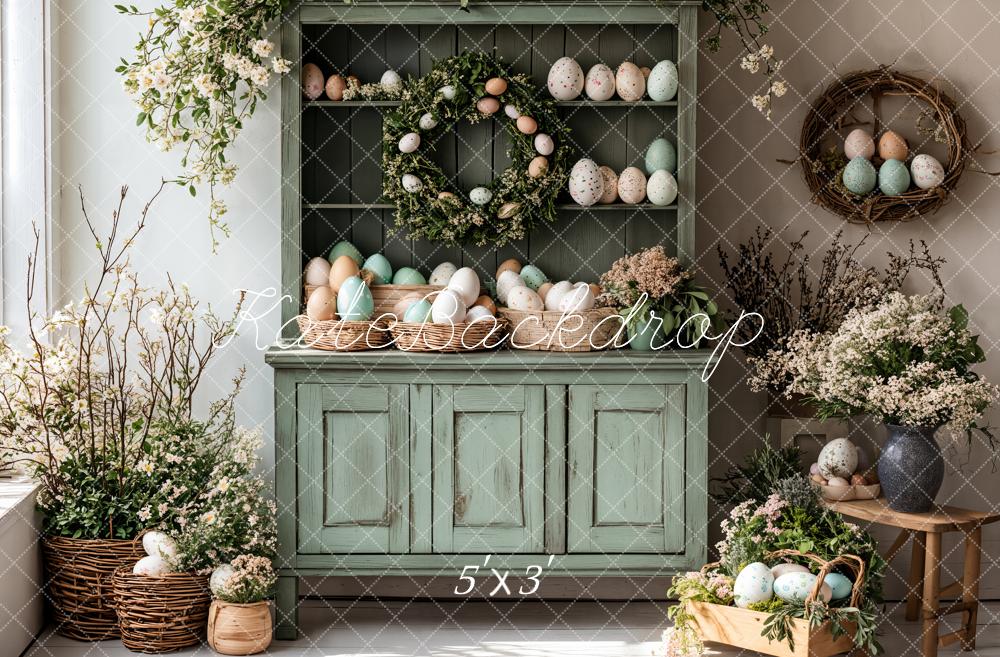 Kate Pâques Œufs Floral Armoire Vert Toile de fond conçue par Emetselch - Kate Backdrop FR