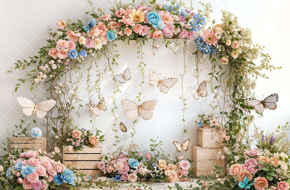 Kate Printemps Fleurs Arche Papillon Anniversaire Toile de fond conçue par Emetselch - Kate Backdrop FR