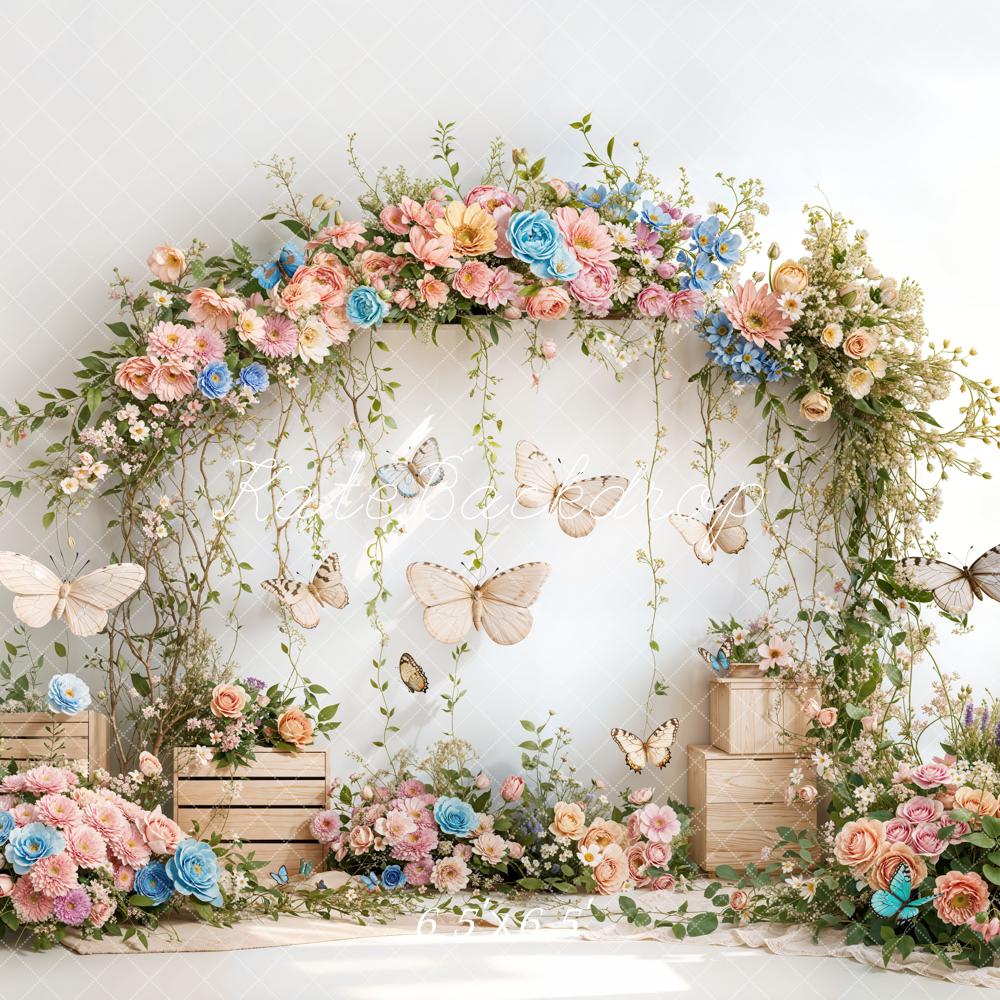 Kate Printemps Fleurs Arche Papillon Anniversaire Toile de fond conçue par Emetselch - Kate Backdrop FR