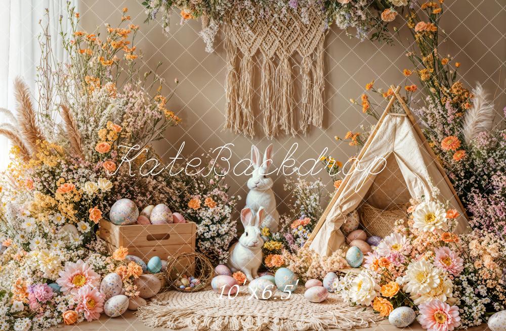 Kate Pâques Lapin Bohème Floral Œufs Tente Toile de fond conçue par Emetselch - Kate Backdrop FR
