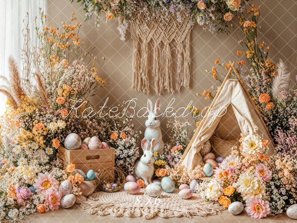 Kate Pâques Lapin Bohème Floral Œufs Tente Toile de fond conçue par Emetselch - Kate Backdrop FR