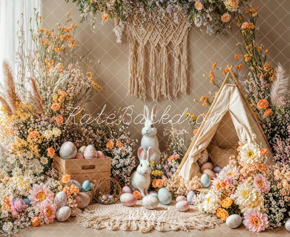 Kate Pâques Lapin Bohème Floral Œufs Tente Toile de fond conçue par Emetselch - Kate Backdrop FR