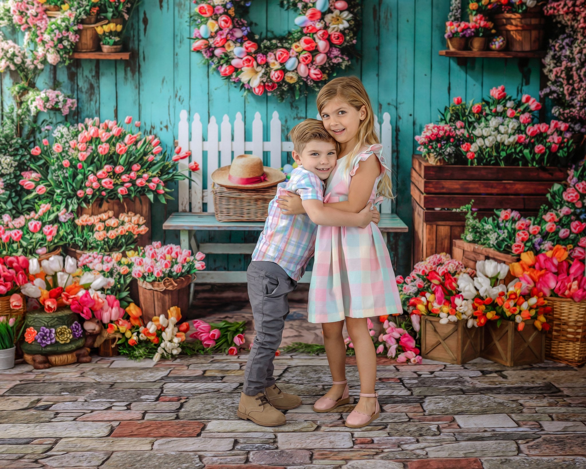 Kate Printemps Fleurs Pâques Mur en Bois Toile de fond conçue par Emetselch - Kate Backdrop FR