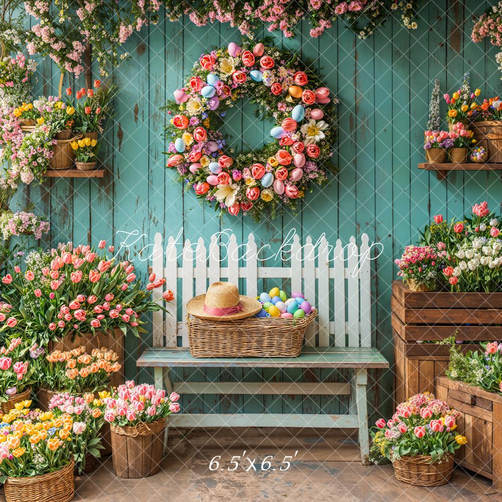 Kate Printemps Fleurs Pâques Mur en Bois Toile de fond conçue par Emetselch - Kate Backdrop FR