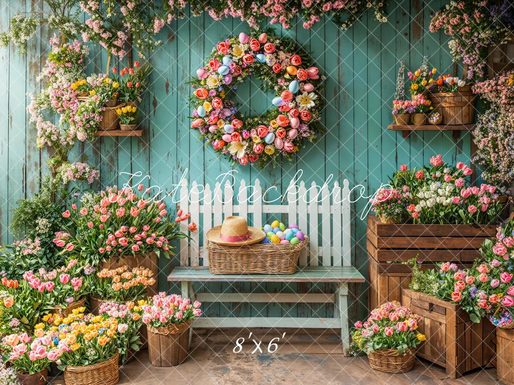 Kate Printemps Fleurs Pâques Mur en Bois Toile de fond conçue par Emetselch - Kate Backdrop FR