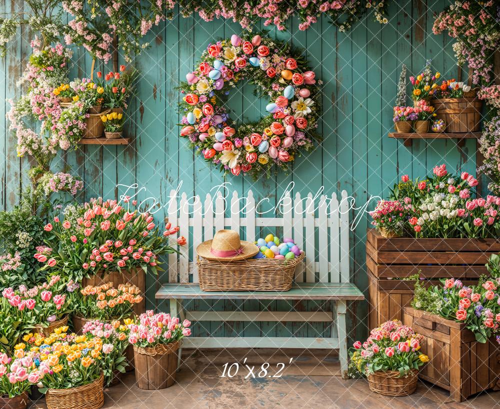 Kate Printemps Fleurs Pâques Mur en Bois Toile de fond conçue par Emetselch - Kate Backdrop FR