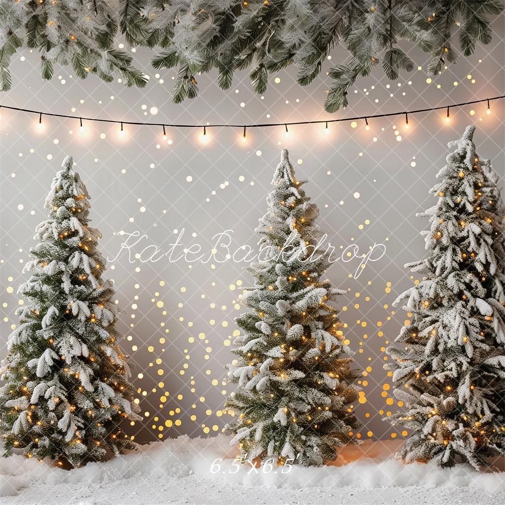 PROMO Kate Hiver Lumières Neige Sapins de Noël Toile de fond conçue par Patty Robert - Kate Backdrop FR