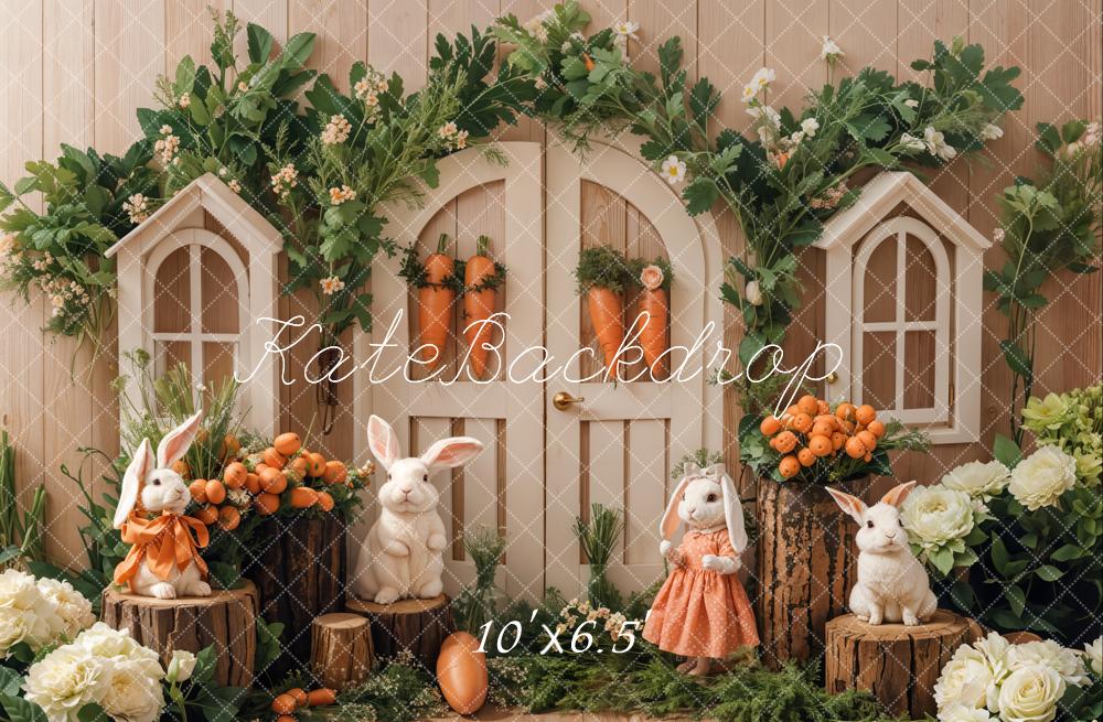 Kate Pâques Lapin Jardin Porte Fleur Carotte Toile de fond conçue par Emetselch - Kate Backdrop FR