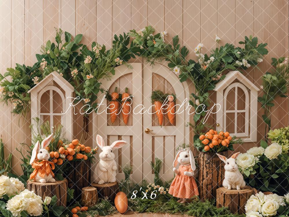 Kate Pâques Lapin Jardin Porte Fleur Carotte Toile de fond conçue par Emetselch - Kate Backdrop FR