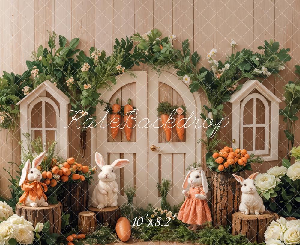 Kate Pâques Lapin Jardin Porte Fleur Carotte Toile de fond conçue par Emetselch - Kate Backdrop FR