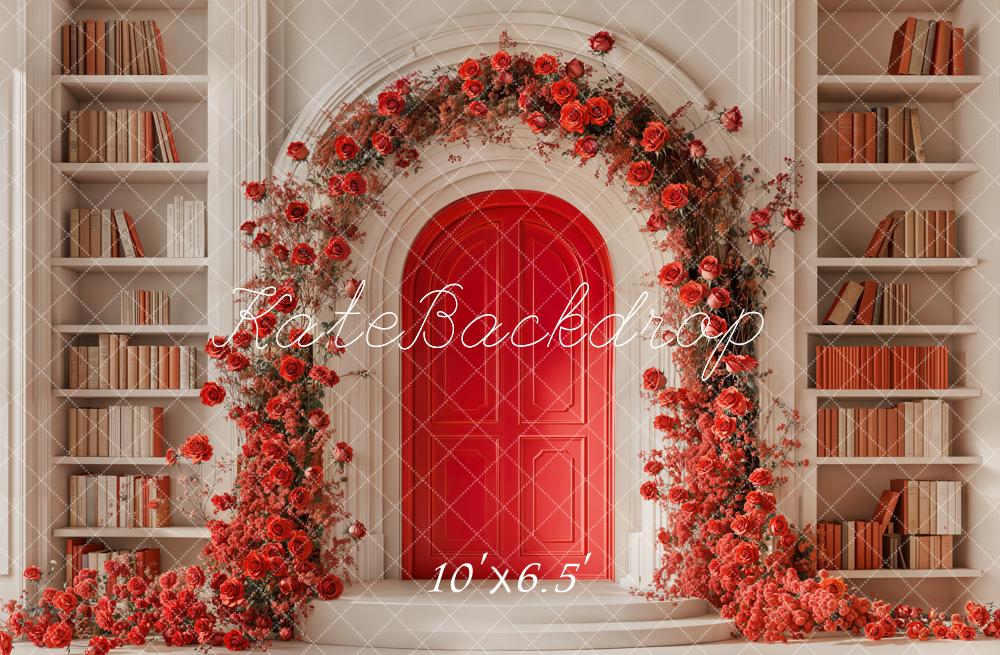 Offres Éclair #1 Kate Saint Valentin Arche de Roses Bibliothèque Toile de fond conçue par Emetselch - Kate Backdrop FR