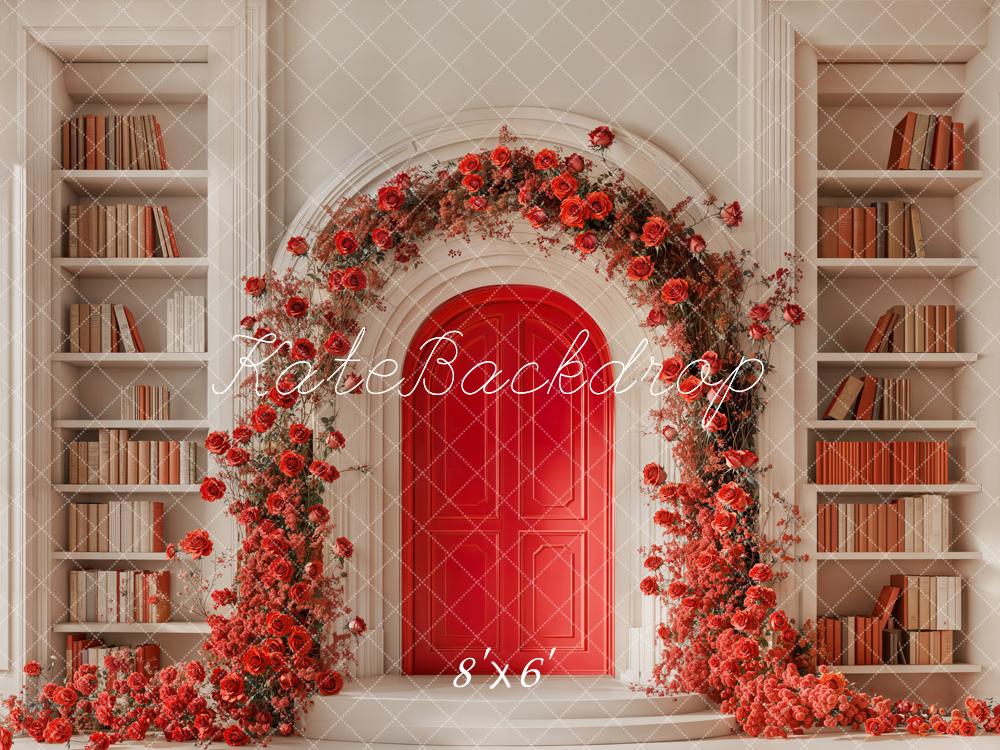 Offres Éclair #1 Kate Saint Valentin Arche de Roses Bibliothèque Toile de fond conçue par Emetselch - Kate Backdrop FR