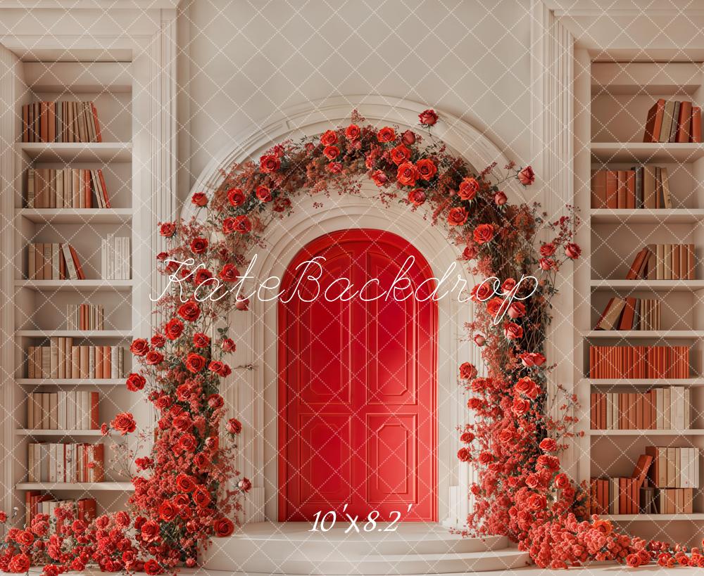 Offres Éclair #1 Kate Saint Valentin Arche de Roses Bibliothèque Toile de fond conçue par Emetselch - Kate Backdrop FR