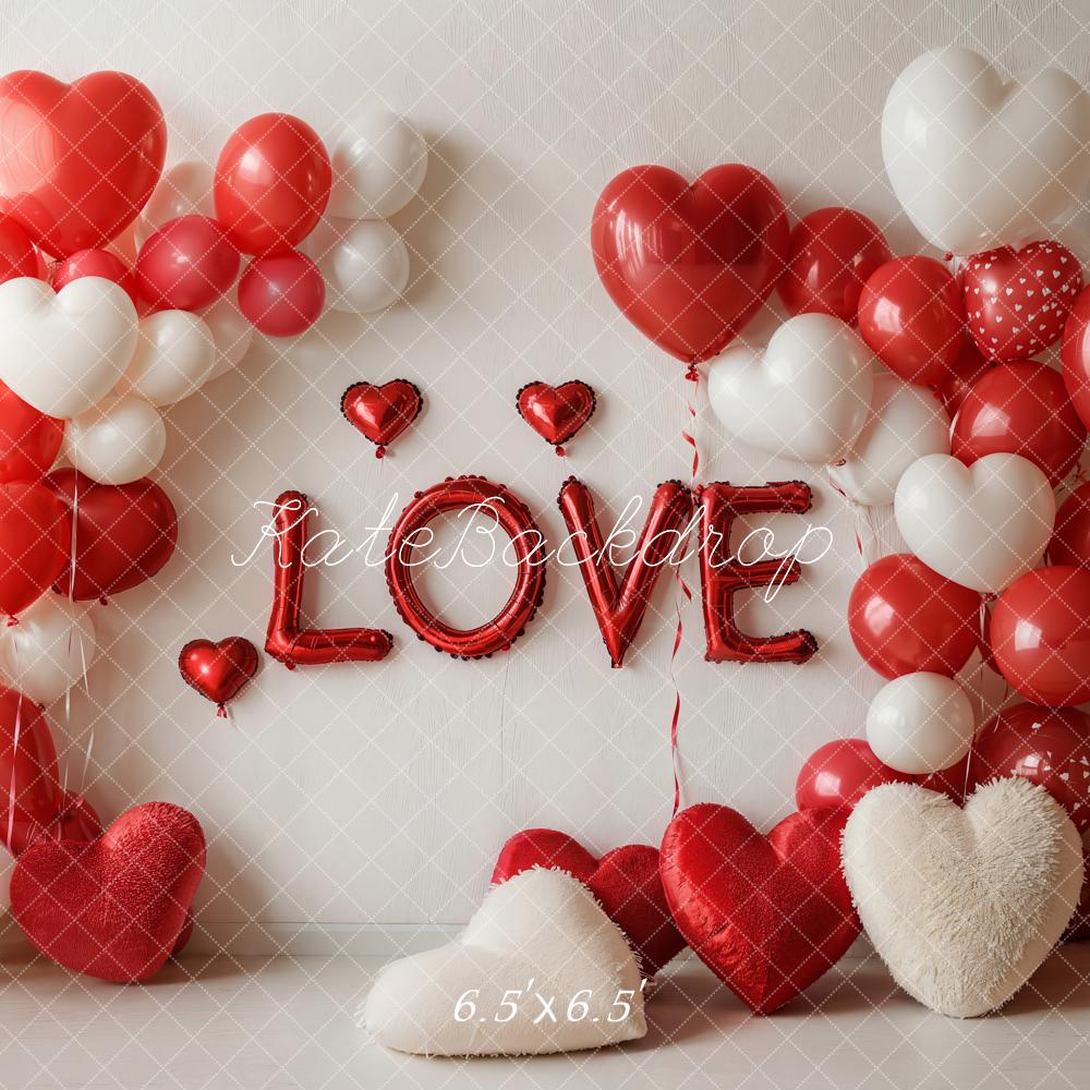 Kate Saint Valentin Cœur Ballons LOVE Rouge Toile de fond conçue par Emetselch - Kate Backdrop FR
