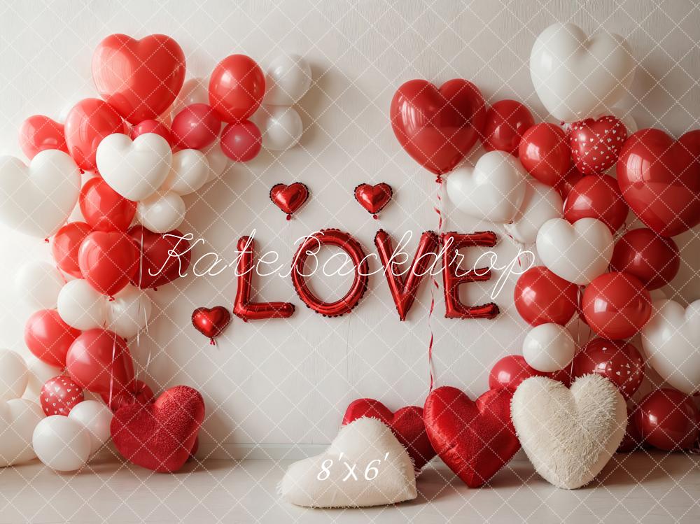 Kate Saint Valentin Cœur Ballons LOVE Rouge Toile de fond conçue par Emetselch - Kate Backdrop FR
