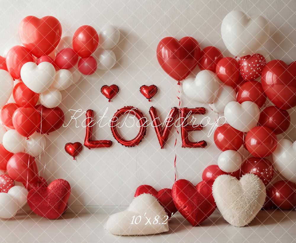 Kate Saint Valentin Cœur Ballons LOVE Rouge Toile de fond conçue par Emetselch - Kate Backdrop FR